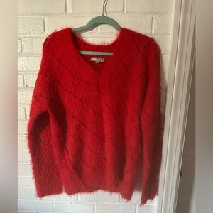 Red molehair sweater, weave pattern